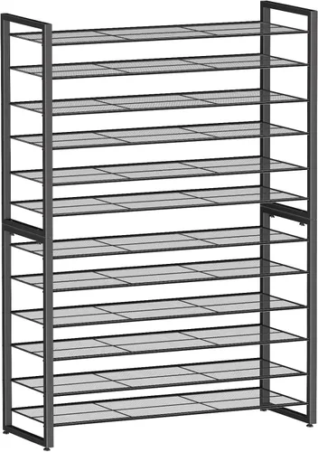 Miniatura 12 de Simple Trending Zapatero de 8 niveles de gran capacidad para 64 pares, estante alto para zapatos, organizador de zapatos de metal resistente