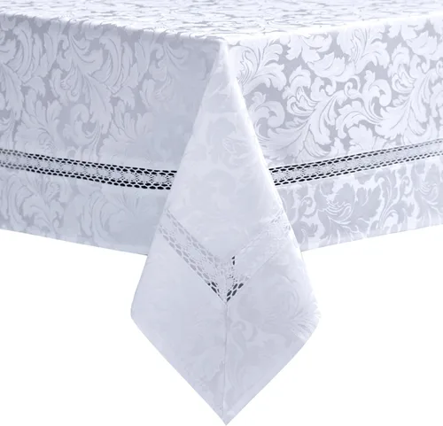 Miniatura 18 de EHouseHome Mantel de tela resistente con encaje blanco, impermeable, sin arrugas, resistente a las manchas, a prueba de aceite, para comedor