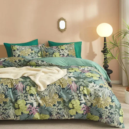 Miniatura 20 de Mixinni Juego de Colcha Reversible, 100% algodón, 3 piezas, diseño elegante bordado, fundas decorativas con bordado suave, Algodón, Patrón5272.