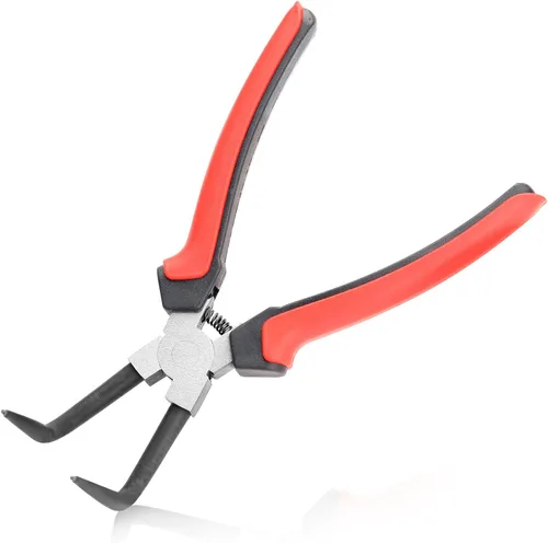 Miniatura 9 de Alicates de anillo de presión de cilindro maestro interno, alicates de punta larga doblados de 90 grados con mango de PVC rojo, removedor de anillo