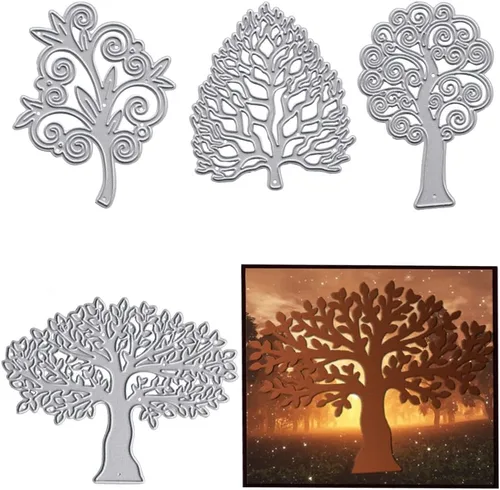 Miniatura 6 de Estivaux Troqueles de marco de árbol para hacer tarjetas, árboles, hojas, flores, juegos de troqueles de corte de marco cuadrado, plantillas