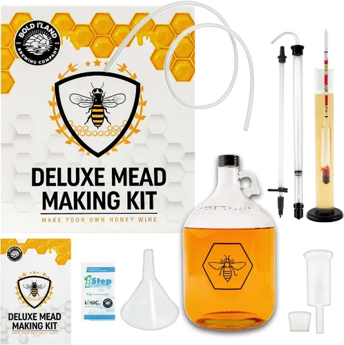 Kit Completo para Hacer Miel de Vino - Incluye Jarra de Fermentación de Vidrio de 1 Galón, Sifón Automático, Hidrómetro, Jarra de Prueba de Kit