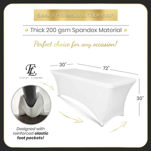 Miniatura 3 de Luxury Collection - Mantel rectangular de lino de elastano de 6 pies, funda ajustable para mesa plegable de 6 pies, ropa de cama de boda, paños