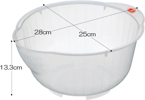 Miniatura 2 de Inomata Bol de plástico japonés para lavar arroz con escurridor lateral e inferior
