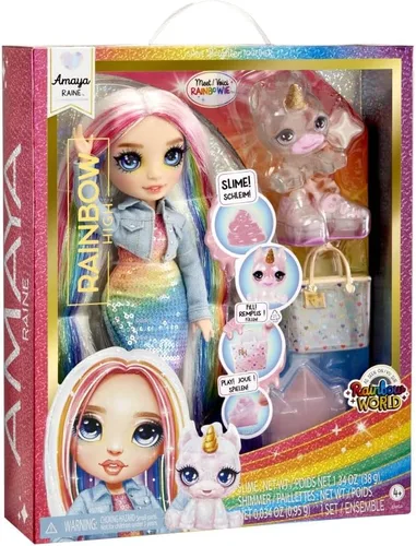 Miniatura 3 de RAINBOW HIGH Muñeca de moda con kit de slime y mascota - Amaya (arcoíris) - Muñeca centelleante de 11.0 in con ciervos con purpurina para bricolaje