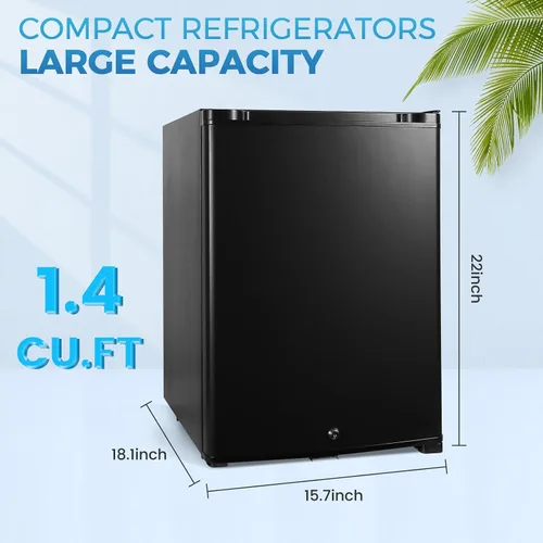 Miniatura 3 de Refrigerador compacto de 1.42 pies cúbicos, mininevera silenciosa de 110V, puerta reversible con cerradura, enfriador de bebidas energéticamente