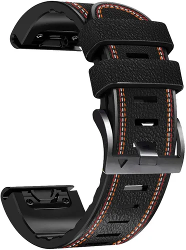 Abanen Correas de reloj de ajuste rápido para Garmin Feinx 8/epix Pro/Tactix 8 (2.008 in), fibra de cuero con costuras de forro de silicona, correa