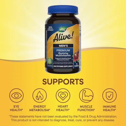 Miniatura 3 de Nature's Way Alive! Multivitamínico de goma prémium para hombre, complejo vitamínico Full B para apoyar el metabolismo energético diario*, 75 gomitas