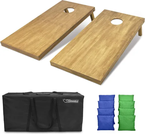 Miniatura 21 de GoSports 4 ft x 2 ft Regulation Size Wooden Cornhole Boards Set with Light Brown Finish - Includes Carrying Case and Bean Bags Negro- gris