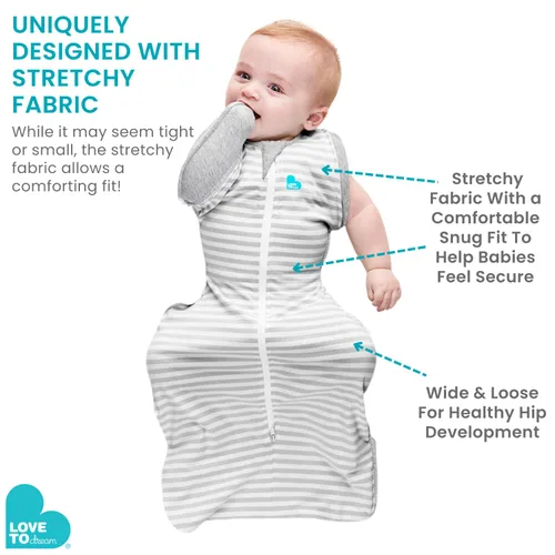 Miniatura 9 de Love to Dream Traje de transición Swaddle UP, gris, mediano, 13-19 libras, alas patentadas con cremallera y mangas únicas autolescalmantes