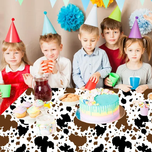 Miniatura 5 de CMUSKO Decoraciones de vaca de las montañas, 3 manteles con estampado de vaca, animales de granja, color negro y marrón, funda rectangular