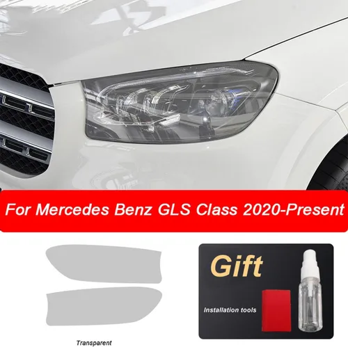 Miniatura 4 de JCAKES Adhesivo transparente de TPU para faros delanteros de automóvil, película protectora negra, para Mercedes Benz GLS Clase X167 2020-actual