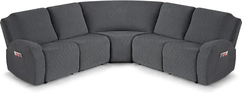 Miniatura 11 de VANSOFY Fundas de Sofá Seccional Reclinable Extra Grandes, Fundas Lavables de 5 Piezas para Sofá Seccional en Forma de L con Asiento de Esquina