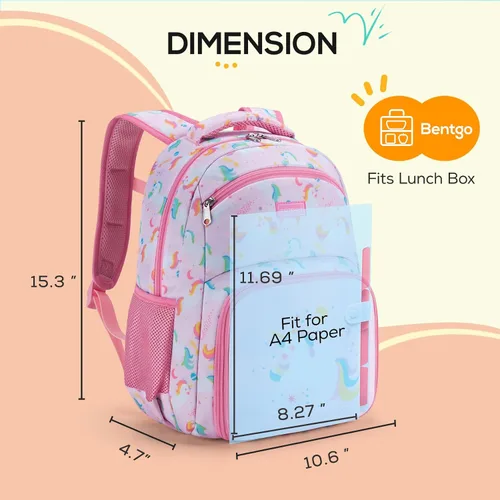 Miniatura 7 de mommore Mochila para niños con múltiples compartimentos, Unicornio, Mochilas de viaje