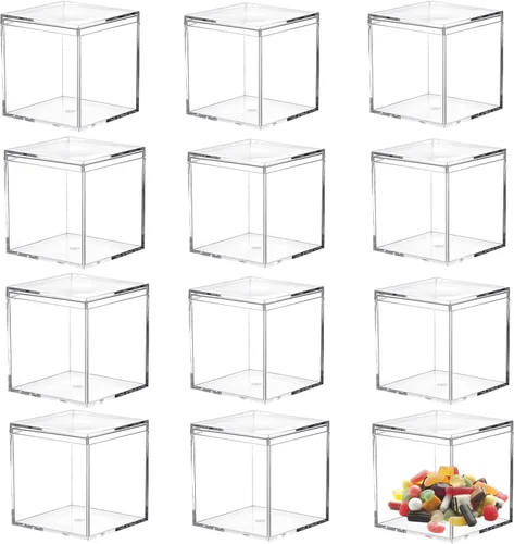 Miniatura 8 de Cajas de acrílico de 12 piezas, caja de corazón de acrílico transparente con tapas, cubo de cristal en forma de corazón, caja de almacenamiento