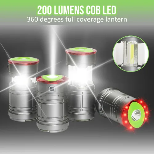 Miniatura 5 de Lichamp Linterna LED plegable para campamento, linterna LED portátil, ligera, impermeable, 4 modos de luz, kits de supervivencia para interiores