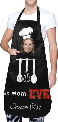 Miniatura 2 de Delantal personalizado para hombres y mujeres, delantal ajustable unisex con bolsillos, delantales personalizados para cocinero y chef
