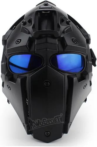 WoSporT - Casco táctico de obsidiana verde GOBL Terminator y máscara para caza, paintball, militar, cosplay, película, utilería 92-BK-azul