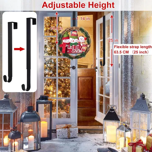Miniatura 6 de HEYHOUSE Colgador de Corona, Decoraciones de Pascua Colgador de Corona Ajustable para Decoración de Puerta Frontal de 14.9-25", Ganchos