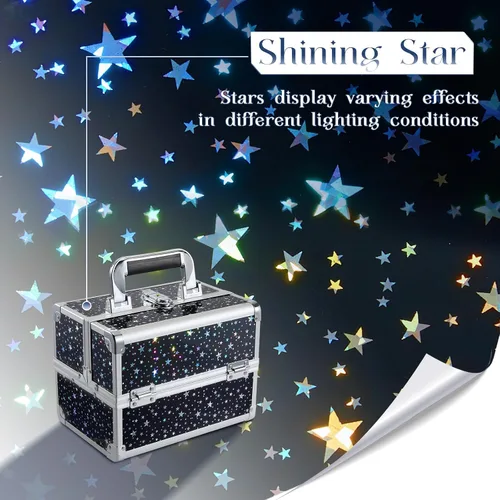 Miniatura 3 de Joligrace Maletín de Maquillaje Portátil Caja de Cosméticos 2 Bandejas con Espejo con Cerradura para Maquillaje Técnico de Uñas y Esteticistas