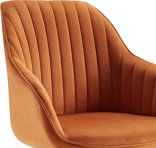 Miniatura 7 de Art Leon Silla giratoria moderna de mediados de siglo, silla de escritorio sin ruedas, sillón tapizado de tela con patas doradas, silla