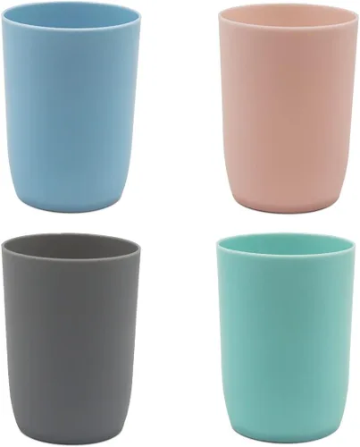 Topsky Paquete de 4 vasos de baño – Vaso de plástico para cepillo de dientes – Vasos reutilizables – Vaso para enjuague bucal Color mixto 4 piezas