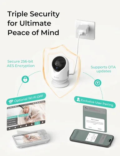 Miniatura 5 de Dr.Care VistaView Lite Smart WiFi Baby Monitor - Pantalla dividida 720P de 4 pulgadas y control de aplicación de cámara 1080P, alertas