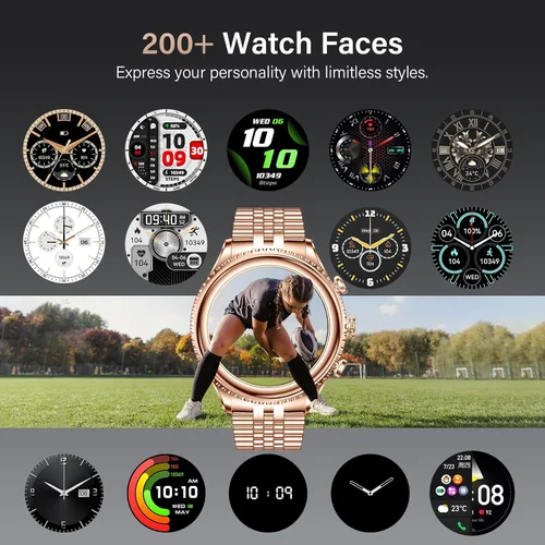 Miniatura 8 de Reloj inteligente de lujo de alta gama para hombres, esfera giratoria (bisel de corte de hacha) smartwatch, pantalla AMOLED de 1.32 pulgadas, Dorado