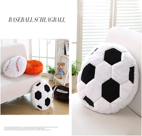 Miniatura 5 de Almohada de fútbol de 17.7 pulgadas, cojín de peluche suave, juguete deportivo suave y duradero, para decoración de sofá, habitación y cumpleaños