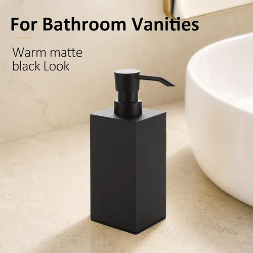 Miniatura 2 de BGL Black Soap Dispenser for Kitchen & Bathroom, Modern Square Liquid Hand Soap Pump, Rustproof Matte Black Lotion Dispenser with Non-Slip Bottom