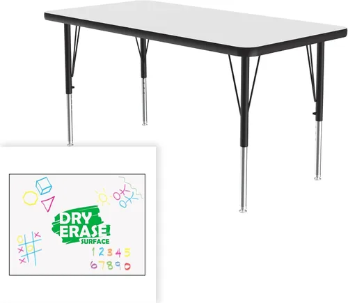 Miniatura 3 de Correll - Mesa rectangular de 24 x 36 pulgadas, mesa de actividades superior de borrado en seco, altura ajustable (19 a 29), laminado de alta