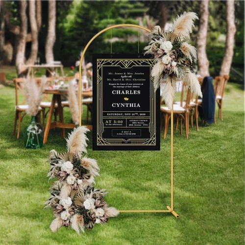 Miniatura 3 de Soporte de Fondo de Arco de Metal de 7.2 Pies Dorado para Boda con Globos, Marco de Arco Cuadrado para Decoración de Fiesta de Cumpleaños, Despedida