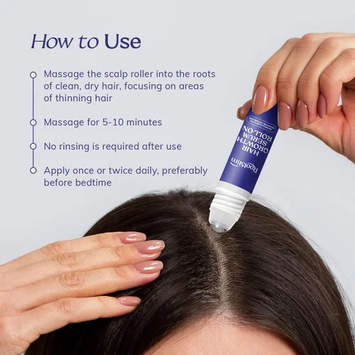 Miniatura 7 de Sérum Roll On para el crecimiento del cabello con romero, cafeína y biotina, ayuda a apoyar el cabello de aspecto más completo, limpia el suero