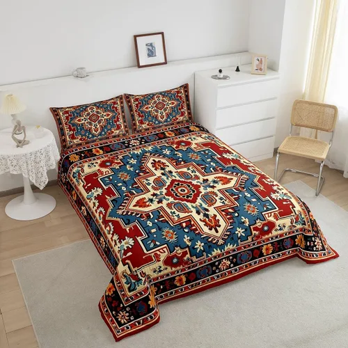 Miniatura 3 de Erosebridal Oriental Bedding - Juego de edredón vintage para cama individual, diseño floral persa, bohemio, tribal, tradicional, estético