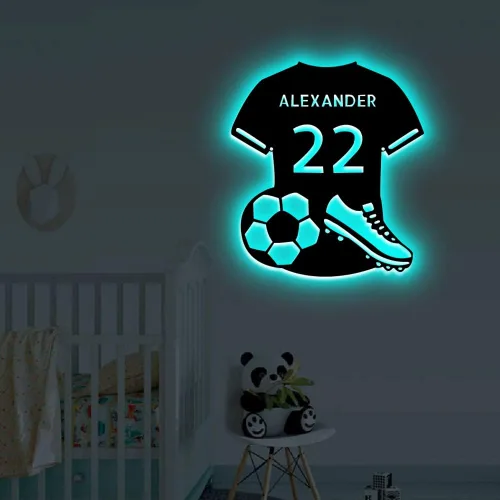 Miniatura 6 de Letrero de neón personalizado de jersey de fútbol americano, letreros de neón LED de fútbol americano para decoración de pared, alimentado por USB