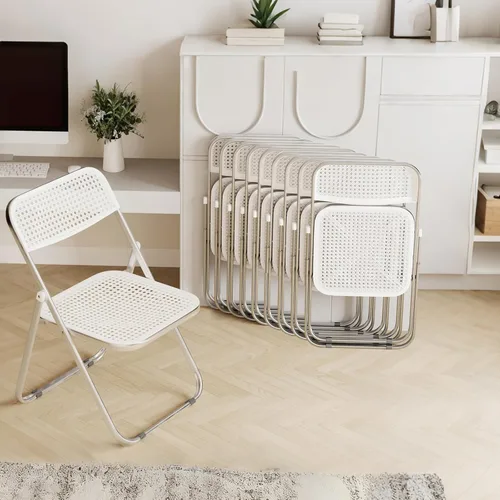Miniatura 8 de JPBSTO Sillas plegables, marco de acero de capacidad de 300 libras, plegables para fiestas en interiores y exteriores, paquete de 2, color negro