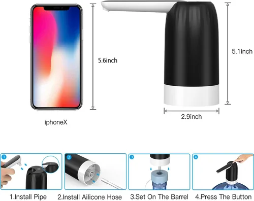 Miniatura 6 de Myvision Dispensador de Agua de Jarra de 5 Galones, Dispensador de Agua Portátil para Botella de 3 Galones, Bomba de Agua Eléctrica USB para Botella