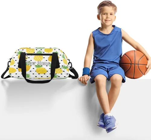 Miniatura 2 de Bolsa de lona personalizada para niños, patrón de flor de arándano y fresa, bolsa de gimnasio deportiva personalizada para niños y niñas, bolsas