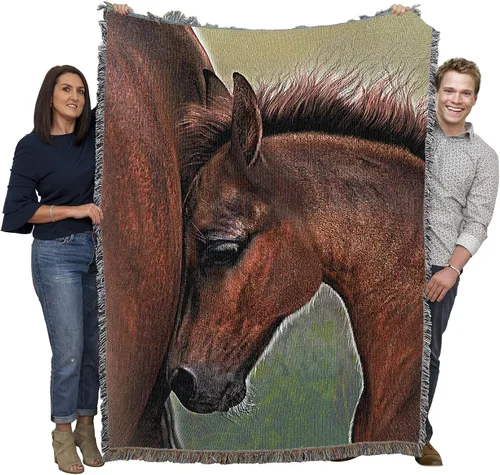Miniatura 10 de Pure Country Weavers Manta con diseño de hermosas rubias de Robert Duncan, regalo para los amantes de los caballos, manta occidental tejida