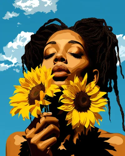 Miniatura 22 de Pintura por Números Afroamericana DIY Pintura Acrílica Kit de Pintura por Números para Niños Adultos Principiantes Chica Negra de Moda DIY Pintura
