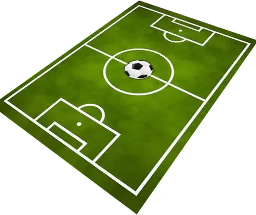 Miniatura 10 de Alfombra de campo de fútbol infantil de 2.6 x 4 pies para dormitorio de niños, alfombra de campo de fútbol verde antideslizante, alfombra