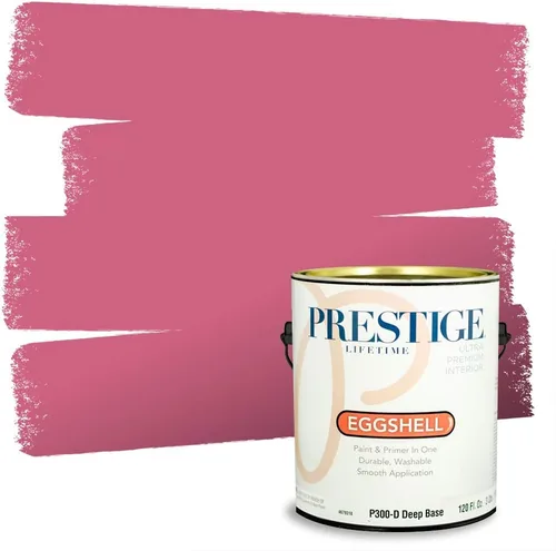 Miniatura 110 de Prestige Paints E100-T-SW6591 Pintura exterior e imprimación en uno, 1 galón, plano, combinación comparable de Sherwin Williams Amaryllis, 1 galón