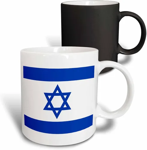 Miniatura 8 de 3dRose (mug_151420_4) Bandera israelí - Azul y blanco con estrella magen David - Estado judío de Israel - Judaísmo - Sionismo - Taza negra de dos