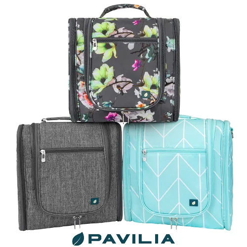 Miniatura 7 de PAVILIA - Bolsa de aseo para viaje para mujeres y hombres, organizador cosmético colgante, bolsa de maquillaje resistente al agua para accesorios
