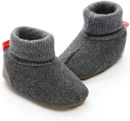 Miniatura 3 de BENHERO Botines de forro polar para bebés y niñas, para invierno, recién nacidos, antideslizantes, suela suave, calcetines de invierno, zapatos