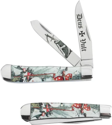 Miniatura 9 de Cuchillo de bolsillo manual plegable para uso diario de la colección Old Ram Trapper con mango de resina lisa (5134-5)
