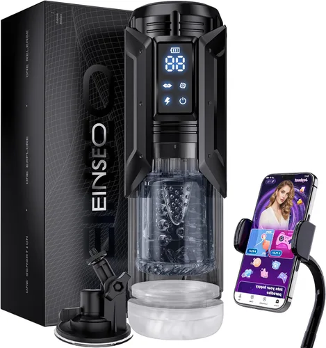 Miniatura 12 de Juguetes sexuales para hombres Bomba de pene - EINSEO AI Sync Masturbador masculino impermeable con 7 modos de succión, empuje, rotación y 7 modos