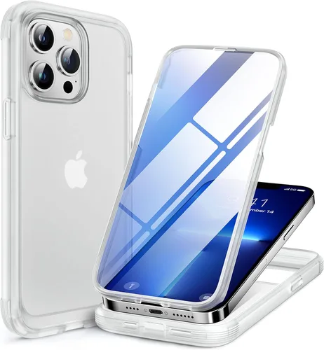 Miniatura 106 de Miracase Funda para iPhone 13 de 6.1 pulgadas, [sin burbujas] funda de teléfono de cuerpo completo con pantalla de vidrio completa integrada, sin