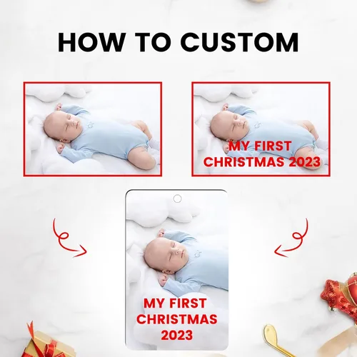 Miniatura 3 de Adornos de Navidad personalizados para la familia con foto - Adornos personalizados con foto y texto para árbol de Navidad 2025, decoración de árbol