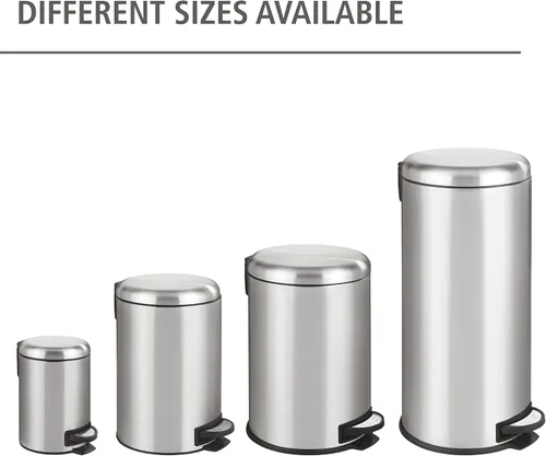 Miniatura 5 de WENKO Basurero pequeño con tapa y pedal, cubo de basura para baño, cubo de basura con cubo interior extraíble, acero inoxidable, fácil de cerrar